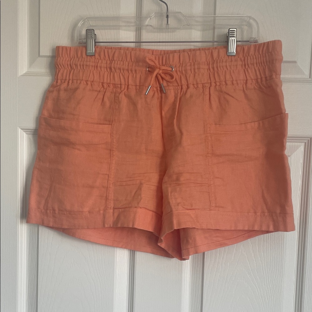 Athleta Women's Vibrant Orange/Peach Linen Shorts Size 12